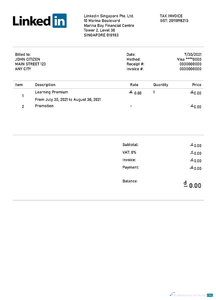 Download USA Linkedin invoice template Photoshop template